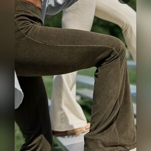 Aerie Wide Leg Corduroy Pants in Olive